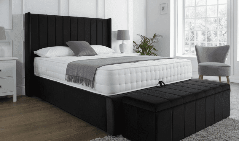Arizona Wings Panel Ottoman Bed UK - Side view of premium ottoman bed from Newcastle Beds UK
